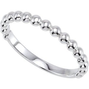 Granulated Bead Stackable 2.5mm Rhodium-Plated 14k White Gold Ring