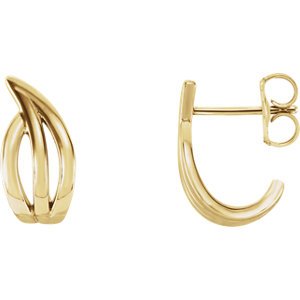 Freeform J-Hoop Earrings, 14k Yellow Gold