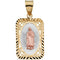 Rhodium-Plated 14k Yellow and Rose Gold Tri-Color Lady of Guadalupe Rectangle Pendant (21.5x15MM)