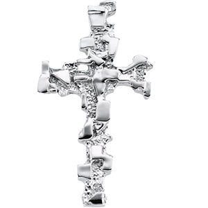 Nugget Rugged Cross Sterling Silver Pendant