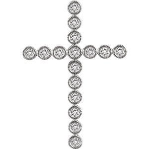 Diamond Paternoster Cross Pendant, Rhodium-Plated 14k White Gold (1.00 Ctw, H+ Color, I1 Clarity)