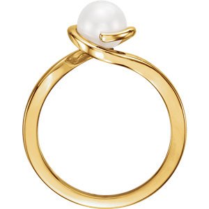 White Freshwater Cultured Pearl Bypass Ring, 14k Yellow Gold (6.5-7mm)