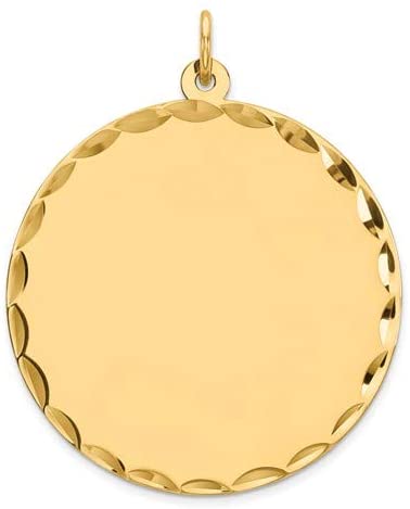 Gold-Plated Sterling Silver Diamond-Cut Edge Round Disc Charm (36X29MM)