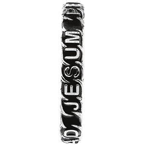 Antiqued 'To Jesus through Mary' Consecration Sterling Silver Band, 3.5MM