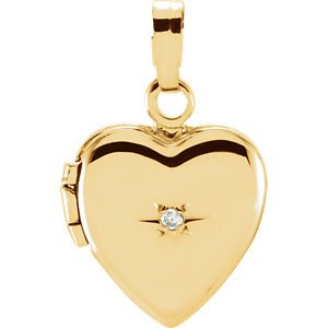 Petite 14k Yellow Gold Diamond Heart Locket