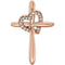 Diamond Heart 14k Rose Gold Cross Pendant (.04 Ctw, G-H Color, I1 Clarity)