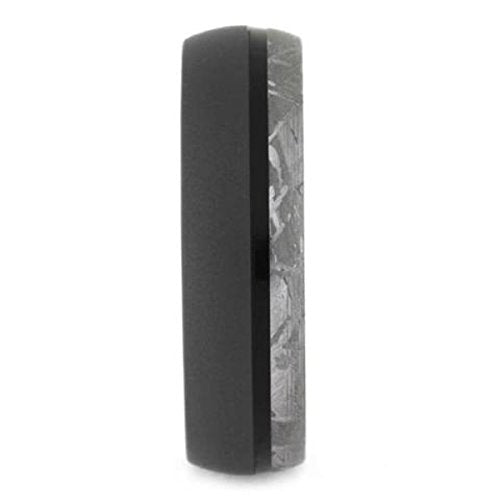 Gibeon Meteorite, Sandblasted Titanium 7mm Comfort-Fit Ebony Wood Sleeve Band
