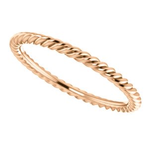 Slim-Profile 1.5mm Rope Trim Comfort-Fit Band, 14k Rose Gold