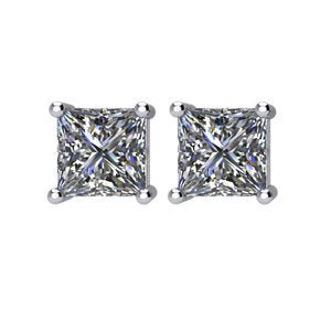 2 Ct 14k White Gold Princess Cut Diamond Stud Earrings (2.00 Cttw, GH Color, SI2-SI3 Clarity)