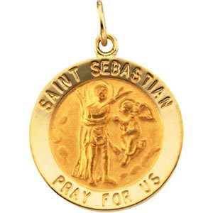 14k Yellow Gold St. Sebastian Medal (18.25MM)