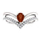 Mozambique Garnet Pear and Diamond Chevron Platinum Ring ( .145 Ctw, G-H Color, SI2-SI3 Clarity)