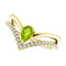 Peridot Pear and Diamond Chevron 14k Yellow Gold Ring (.145 Ctw,G-H Color, I1 Clarity)