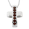 Sterling Silver Garnet Reversible Healing Cross Pendant Necklace, 18"