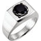 Men's Raised Onyx 8.2mm Flat Top Ring, Rhodium-Plated 14k White Gold, Size 7