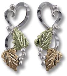 Diamond-Cut Heart Earrings, Sterling Silver, 12k Green and Rose Gold Black Hills Gold Motif