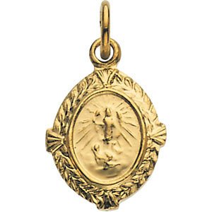 14k Yellow Gold Round St. Raphael Medal (12x9MM)