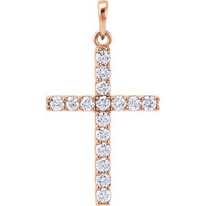 Diamond Cross Pendant, 14k Rose Gold (0.75 Ctw, Color GH, Clarity I1)