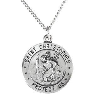 US Air Force Sterling Silver St Christopher Protect Us Medal Necklace, 18"