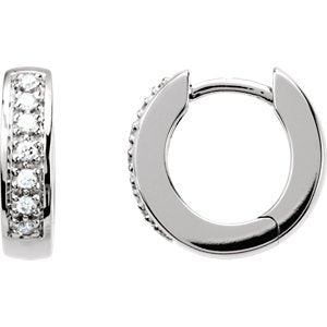 Diamond Hoop Earrings, 14k White Gold (1/6 Ctw, Color GH, Clarity SI1)