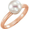 White Freshwater Cultured Pearl Solitaire Ring, 14k Rose Gold (7.5-8mm) Size 7