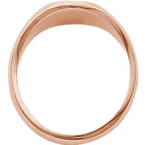 Men's Closed Back Brushed Oval Signet Semi-Polished 10k Rose Gold Ring (13.25x10.75mm), Size 11