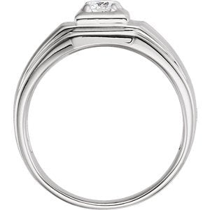 Men's Diamond Ring, Rhodium-Plated 14k White Gold (.375 Ctw, G-H Color, I1 Clarity) Size 10