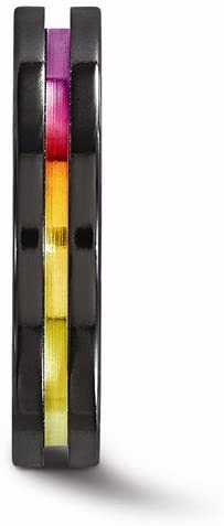 Edward Mirell Black Titanium Grooved Multi-Colored Anodized 4mm Wedding Band, Size 8.5