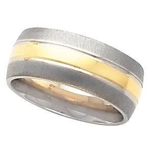 8mm 14k White and Yellow Gold Two Tone Wedding Band, Sizes 5 to 12.5