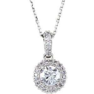 Diamond Halo Necklace, Rhodium-Plated 14k White Gold, 18" (1 Ctw, Color G-H, Clarity I1)