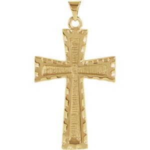 Inlay Christian Cross 14k Yellow Gold Pendant (34.00X23.00 MM)