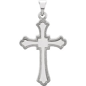 Quadrate Cross 14k White Gold Pendant