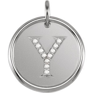 Diamond Initial "Y" Pendant, Rhodium-Plated 14k White Gold (.05 Ctw, Color G-H, Clarity I1)