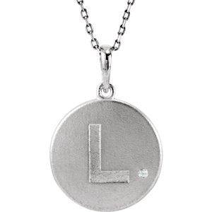 Diamond Letter 'L' Initial Sterling Silver Pendant Necklace, 18" (.005 Ct, GH Color, I2 Clarity)