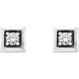 Platinum Diamond Square Earrings (.125 Ctw,GH Color,SI2-SI3 Clarity)