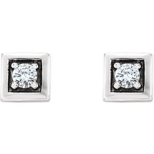 Diamond Square Earrings,Sterling Silver (.125 Ctw,GH Color,SI2-SI3 Clarity)