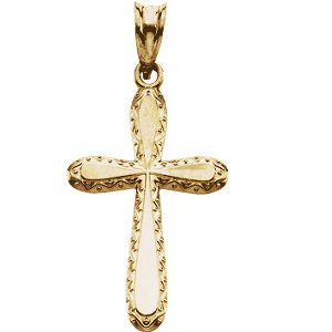 Inlay Petal Cross 14k Yellow Gold (22.00X14.00 MM)