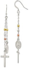 Sterling Silver Miraculous Medal Cross Earrings (79.7X10.9MM)