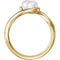 White Freshwater Cultured Pearl Two-Stone Ring, 14k Yellow Gold (04.50-05.00 mm)