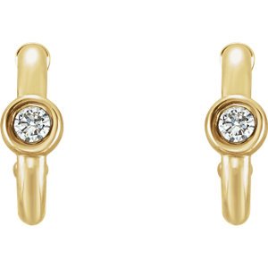 Diamond J-Hoop Earrings, 14k Yellow Gold (.125 Ctw, G-H Color, I1 Clarity )