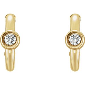 Diamond J-Hoop Earrings, 14k Yellow Gold (.25 Ctw, G-H Color, I1 Clarity )