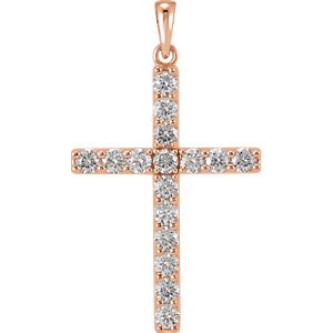 Diamond Cross Pendant, 14k Rose Gold (0.33 Ctw, Color GH, Clarity I1)