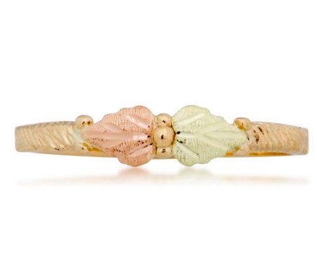 Petite Flank Leaves Ring, 10k Yellow Gold, 12k Green and Rose Gold Black Hills Gold Motif