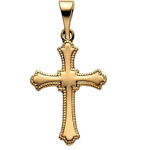 Childrens 14k Yellow Gold Cross Pendant