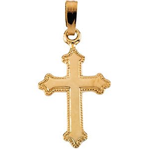 Childrens 14k Yellow Gold Miligrain Cross Pendant