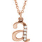 Petite Diamond Initial 'a' Lowercase Alphabet Letter 14k Rose Gold Pendant Necklace, 16" (.03 Ctw GH, I1)