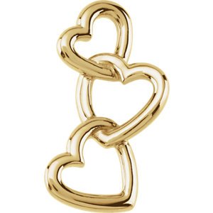Linked Hearts Pendant, 14k Yellow Gold