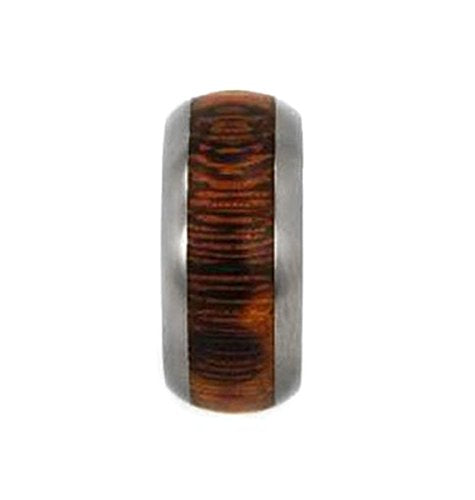 Marble Wood Inlay 10mm Comfort Fit Titanium Wedding Band, Size 10