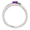 Platinum Amethyst and Diamond Bypass Ring (.125 Ctw, G-H Color, S12-S13 Clarity), Size 6.75