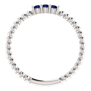 Blue Sapphire Beaded Ring, Rhodium-Plated 14k White Gold, Size 6