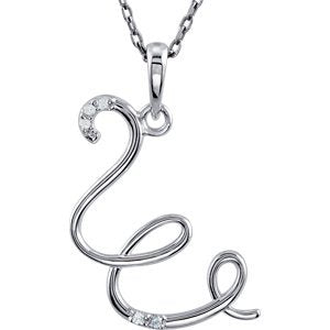 5-Stone Diamond Letter 'W' Initial Sterling Silver Pendant Necklace, 18" (.03 Cttw, GH, I2)